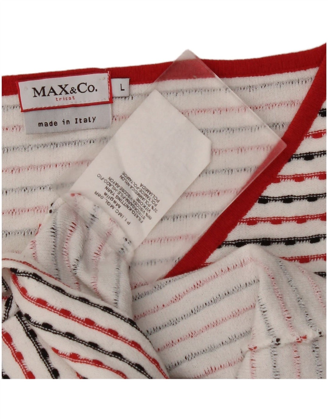 MAX & CO. Crop Top til kvinder 3/4 ærmer UK 14 Stor hvid stribet viskose