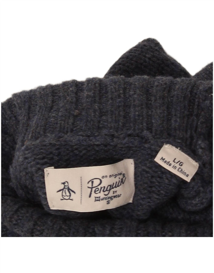 Penguin Dame Roll Neck Jumper Sweater UK 16 Large Navy Blue
