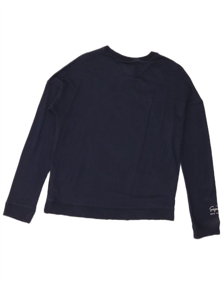 Superdry Graphic Sweatshirt Jumper UK 8 Small Navy Blue Viscose