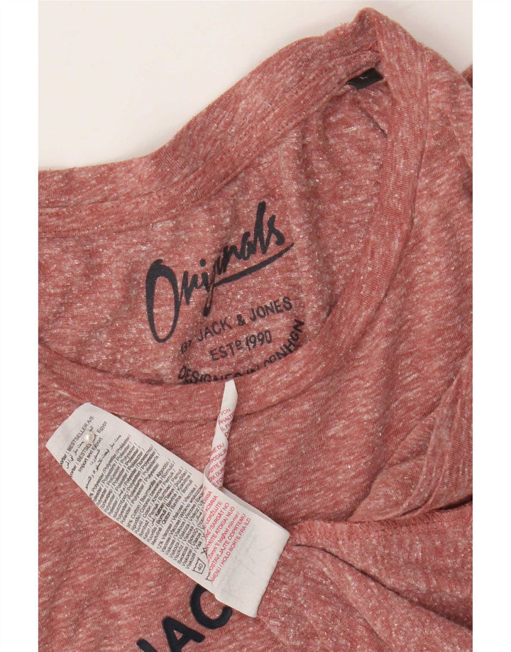 Jack & Jones Herre grafisk T-shirt Top Large Maroon Flecked Polyester