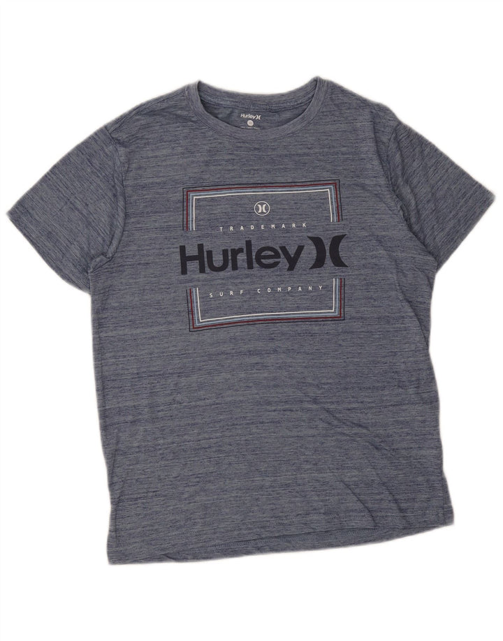 Hurley Herre grafisk T-shirt Top Lille Navyblå Flecked Polyester