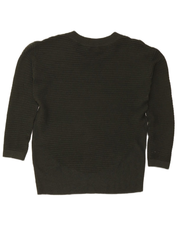 Cos Dame Oversized Boat Neck Jumper Sweater UK 6 XS Khaki Wool