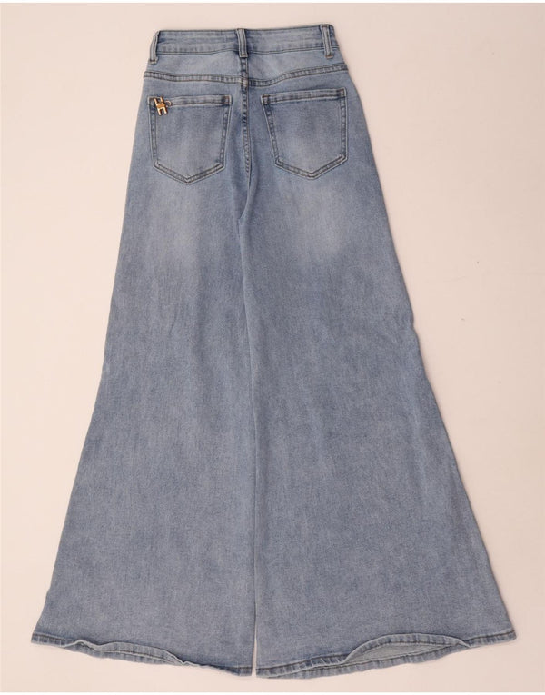 Elisabetta Franchi Kvinder Højtaljede Brede Ben Jeans XS W24 L31 Blå Bomuld
