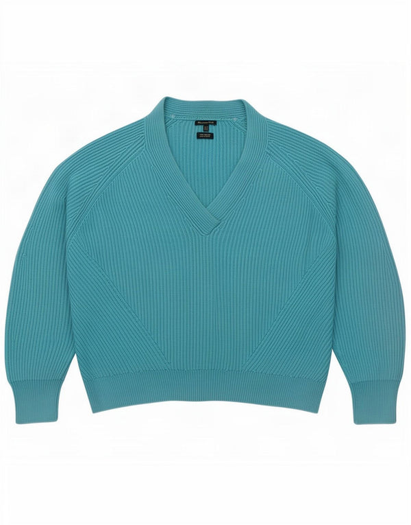 Massimo Dutti Dame Oversized V-hals sweater UK 14 Medium Blue