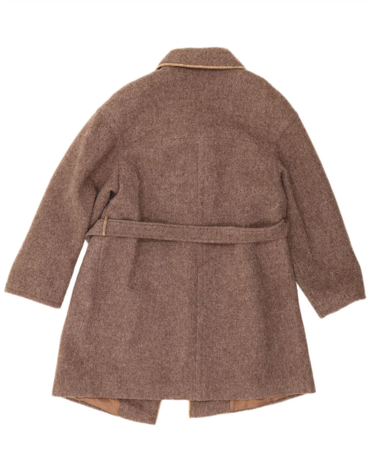 VINTAGE Womens Overcoat IT 40 Small Brown Wool