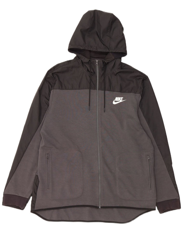 Nike Hættetrøje med lynlås til mænd 2XL Grå Colourblock Bomuld
