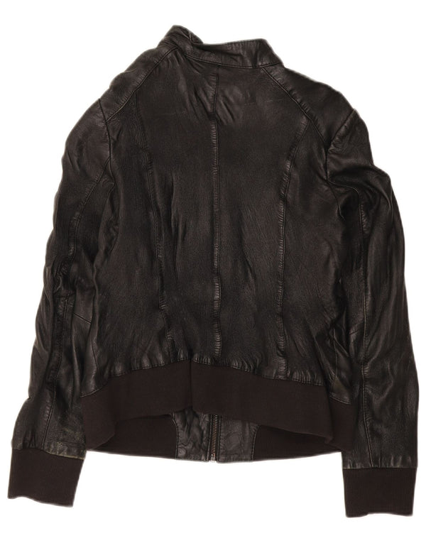 Conbipel Womens Bomber Læderjakke IT 44 Medium Sort Læder