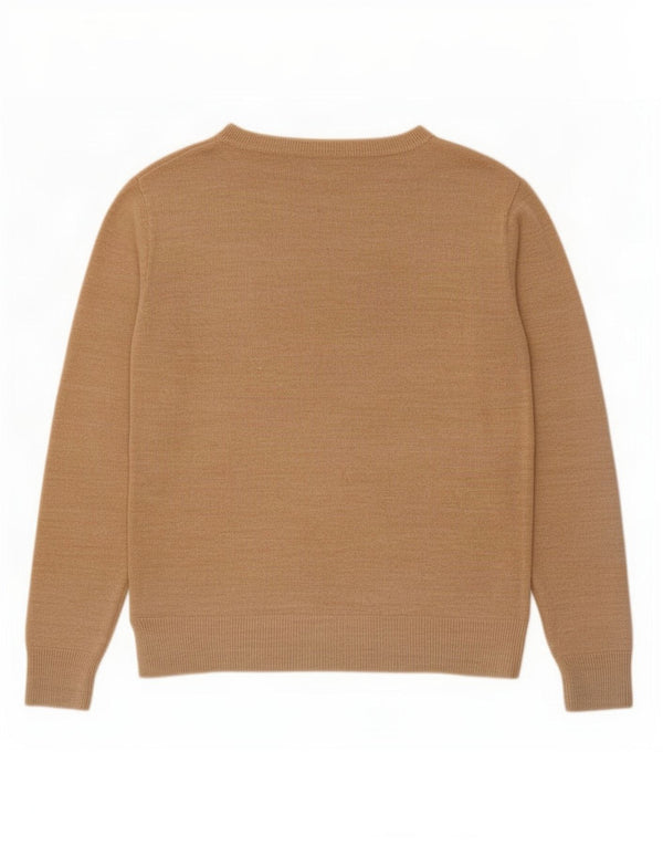 Marks & Spencer Womens Boat Neck Jumper Sweater UK 10 Small Beige Acrylic