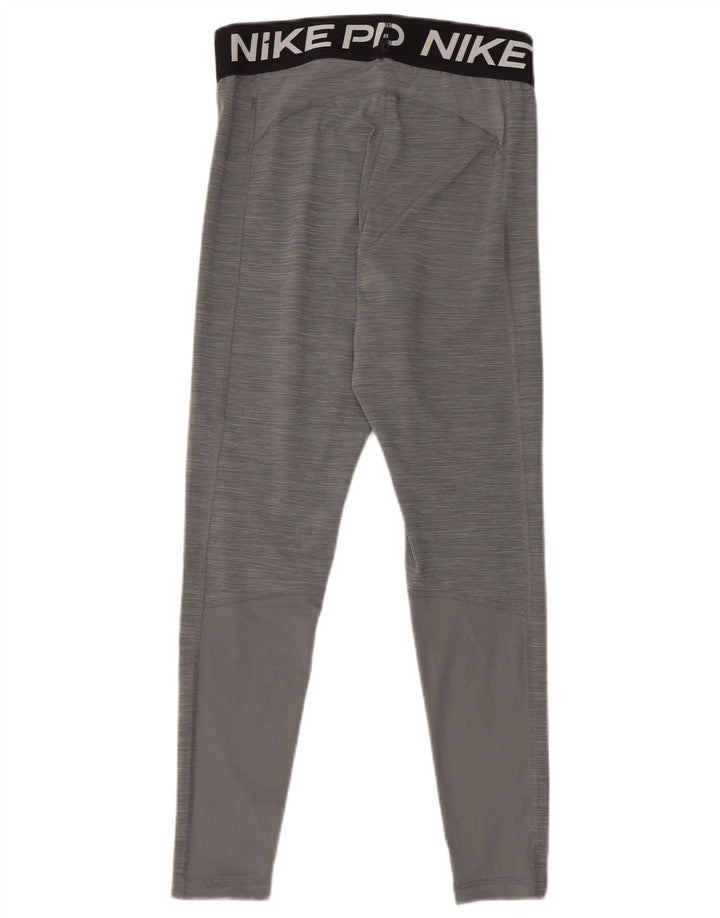 NIKE Dame Dri Fit Grafiske Leggings UK 12 Medium Grey Polyester