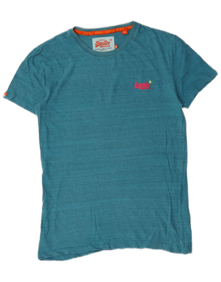 Superdry T-shirt top til mænd, lille blå nålestribet bomuld