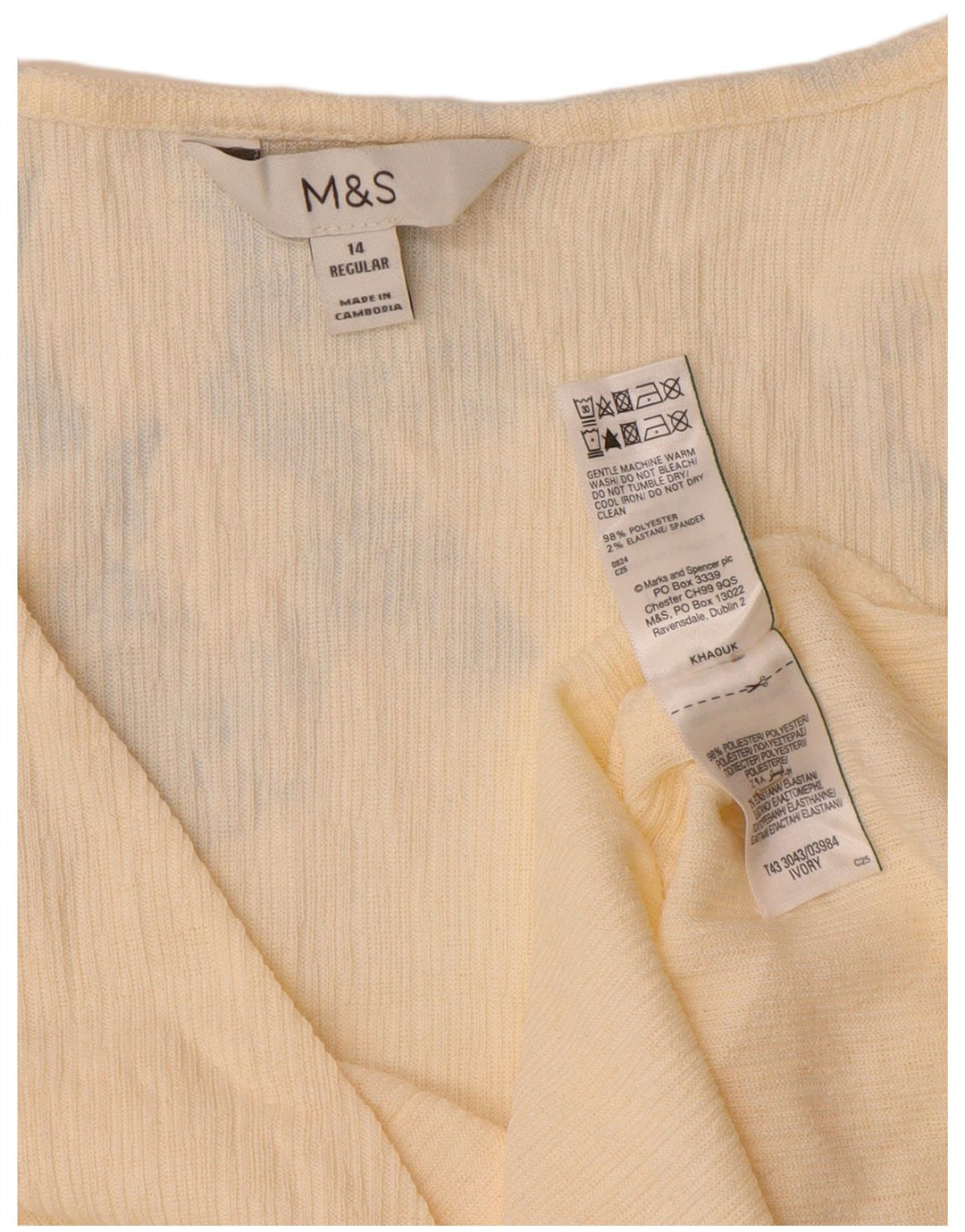 Marks & Spencer Dame Langærmet Bluse Top UK 14 Medium Beige Polyester