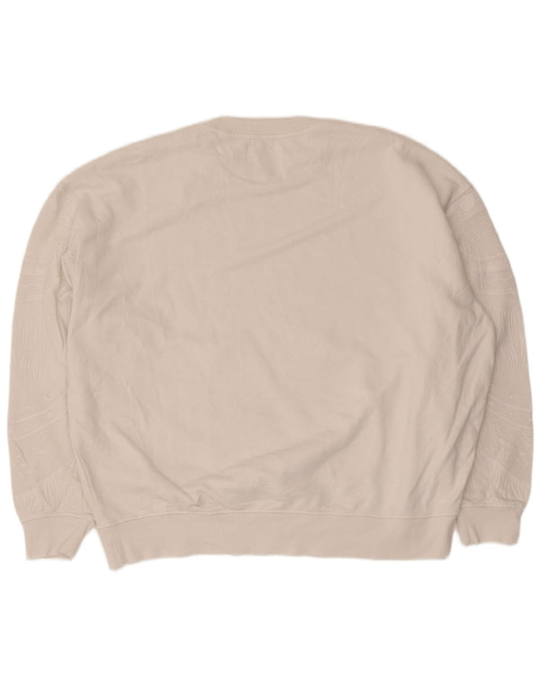 Desigual Womens Grafisk Oversized Sweatshirt Jumper UK 18 XL Hvid Bomuld