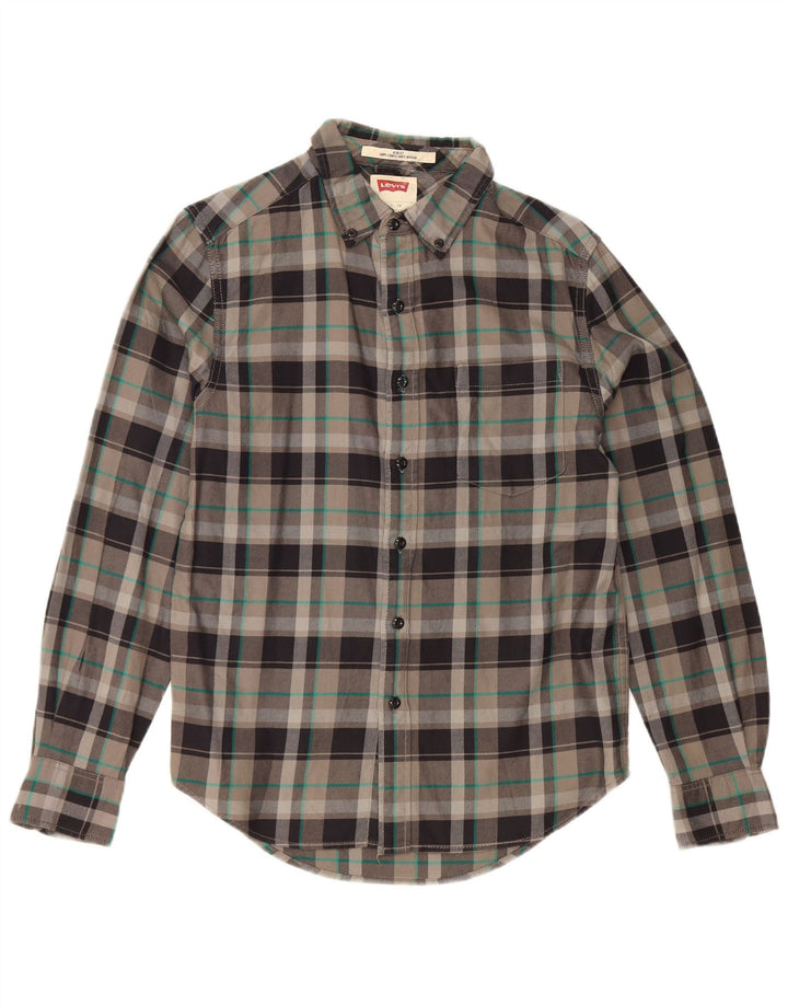Levi's Slim Fit Flannelskjorte til mænd, lille grå ternet bomuld
