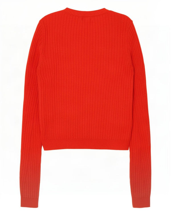 Topshop Womens Crop Crew Neck Jumper Sweater UK 8 Small Red Viscose