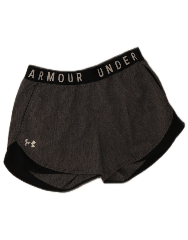 Under Armour Womens Heat Gear Sports Shorts UK 14 Medium Grey Colourblock
