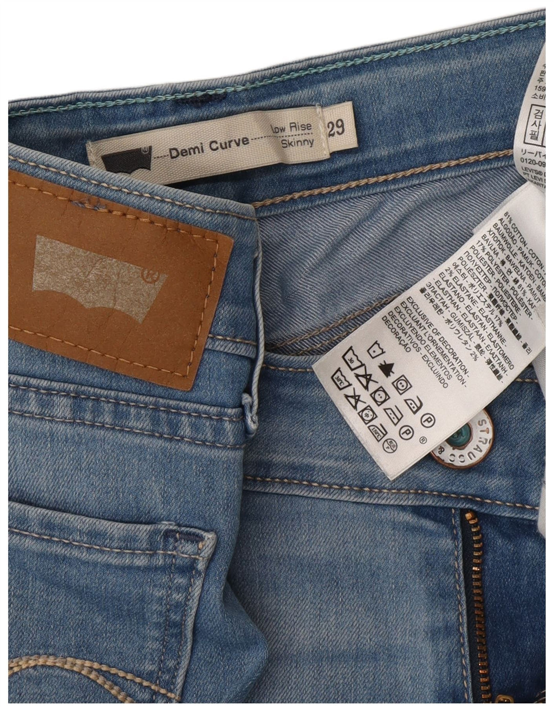 LEVI'S Dame Demi Curve Skinny Jeans W29 L28 Blå Bomuld