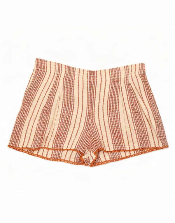 Marks & Spencer Kvinder Casual Shorts UK 14 Medium W32 Hvidstribet viskose
