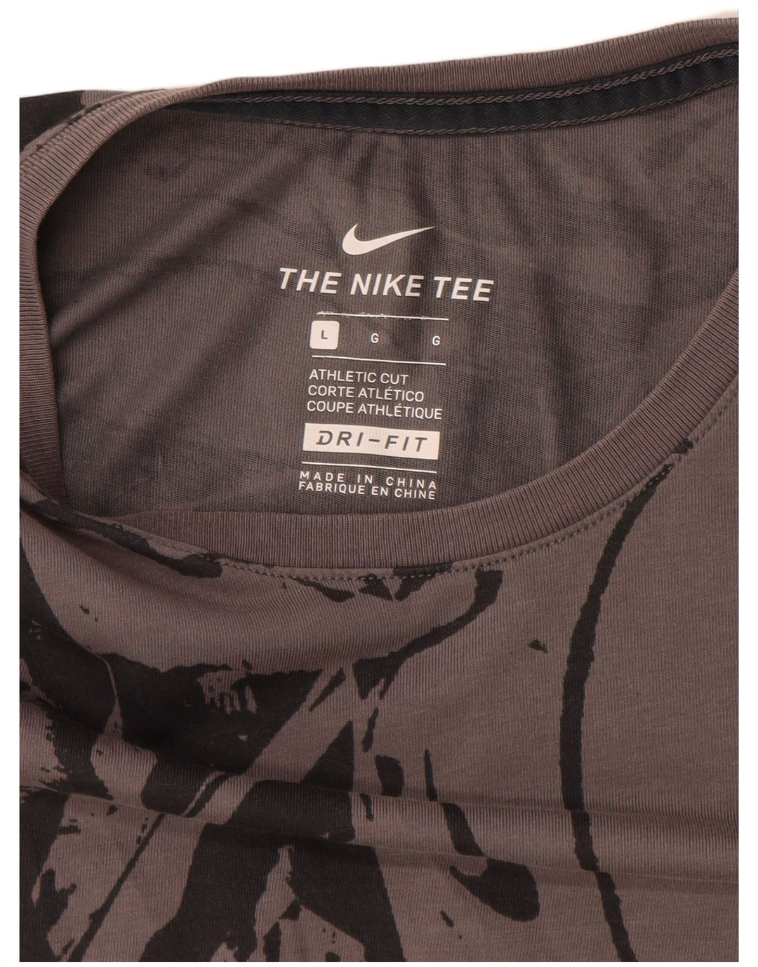 Nike Herre Dri Fit abstrakt mønster grafisk T-shirt top stor grå