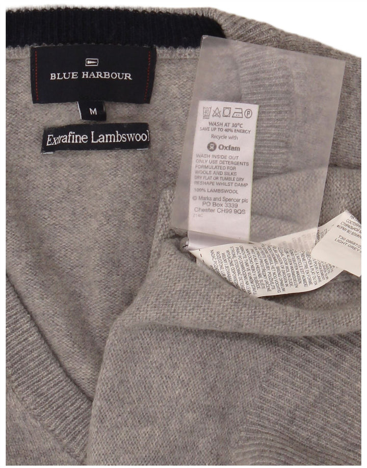 Marks & Spencer Dame Blue Harbor V-hals sweater UK 14 Medium Grey