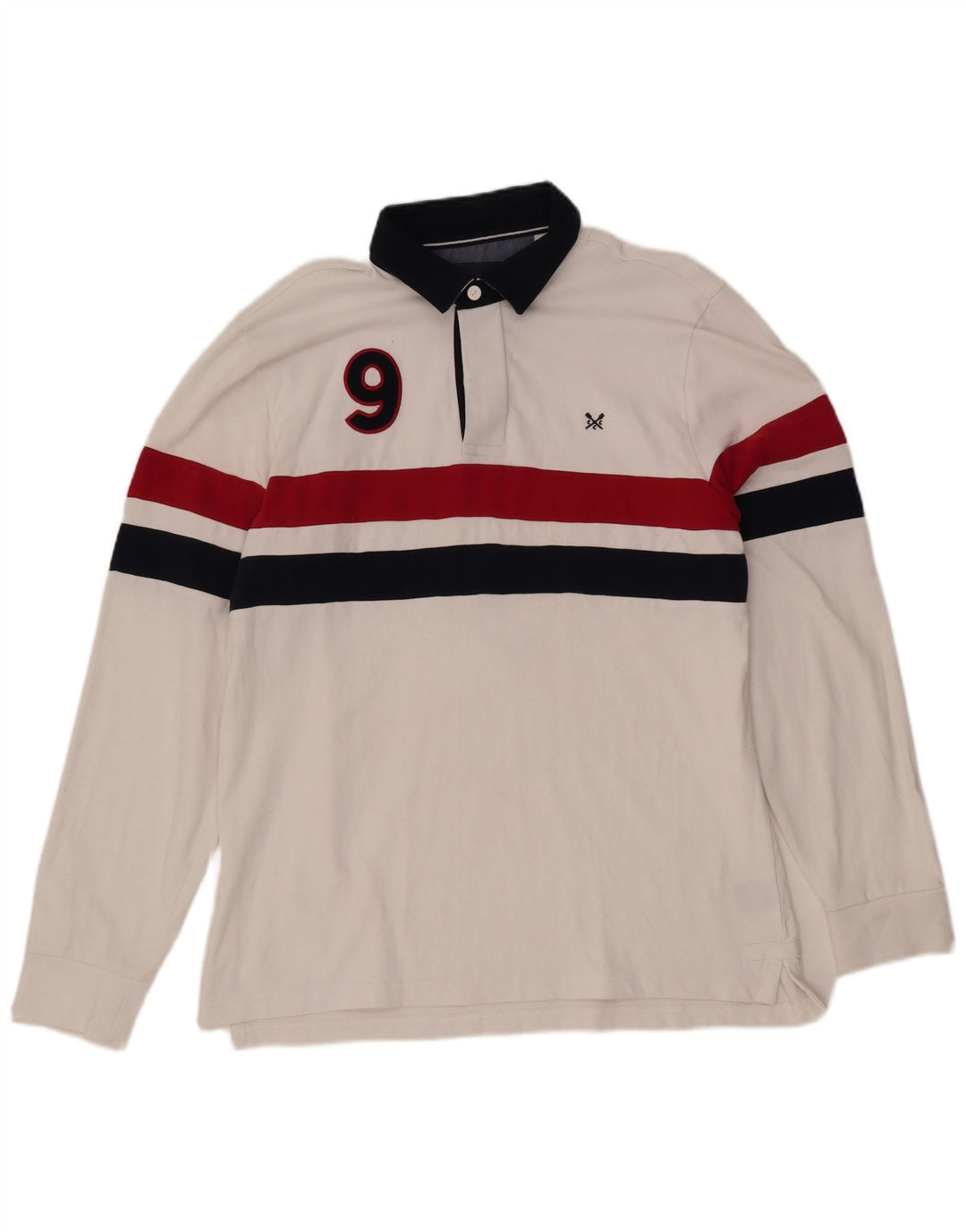 CREW TØJ Herre Grafisk Rugby Polo Shirt Stor hvid Colourblock