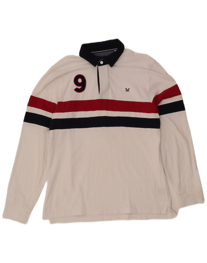 CREW TØJ Herre Grafisk Rugby Polo Shirt Stor hvid Colourblock
