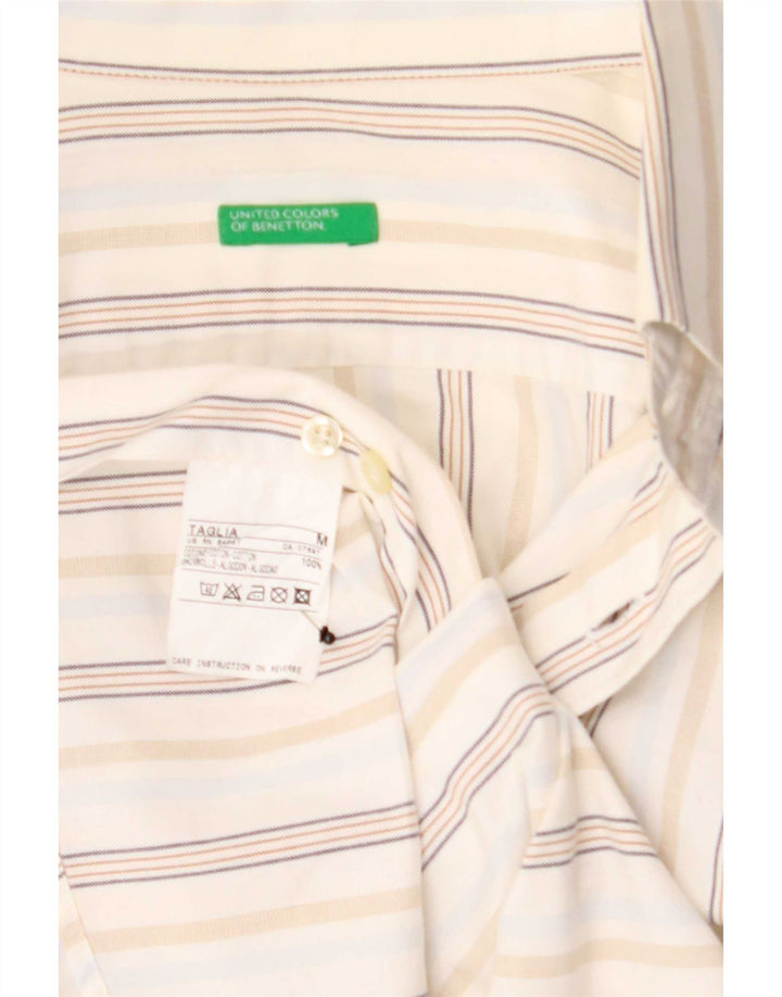 Benetton Herreskjorte Medium Hvid Nålestribet Bomuld