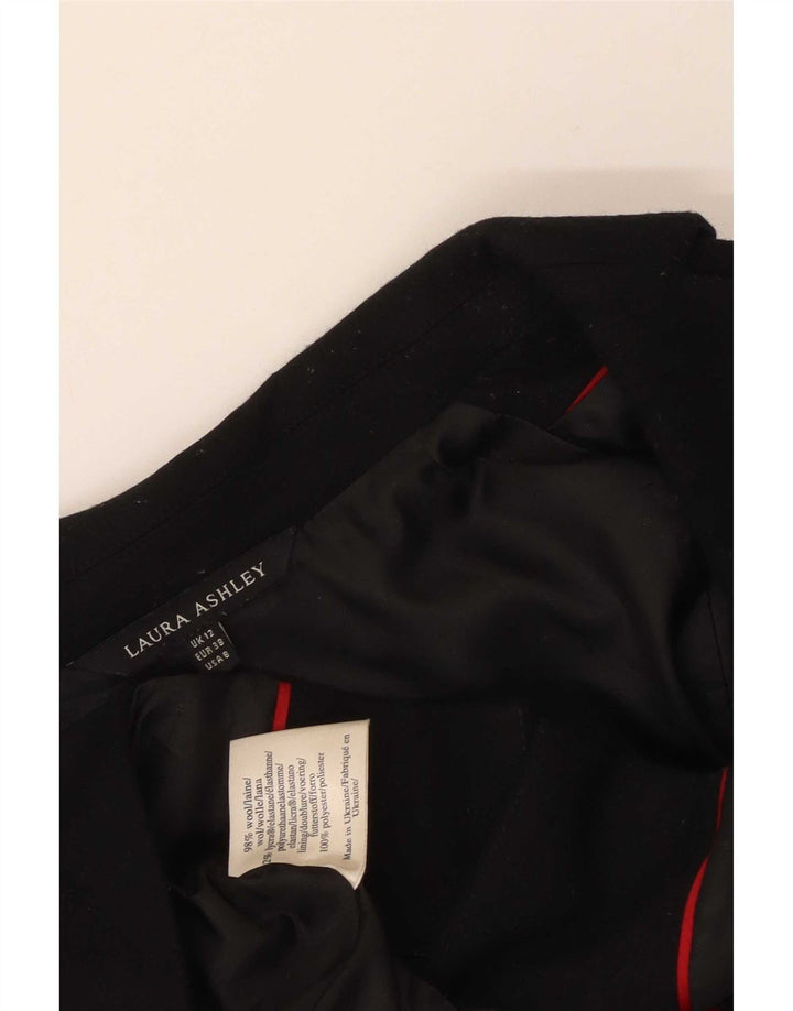 Laura Ashley Dame 2-knaps blazerjakke UK 12 Medium Sort Uld