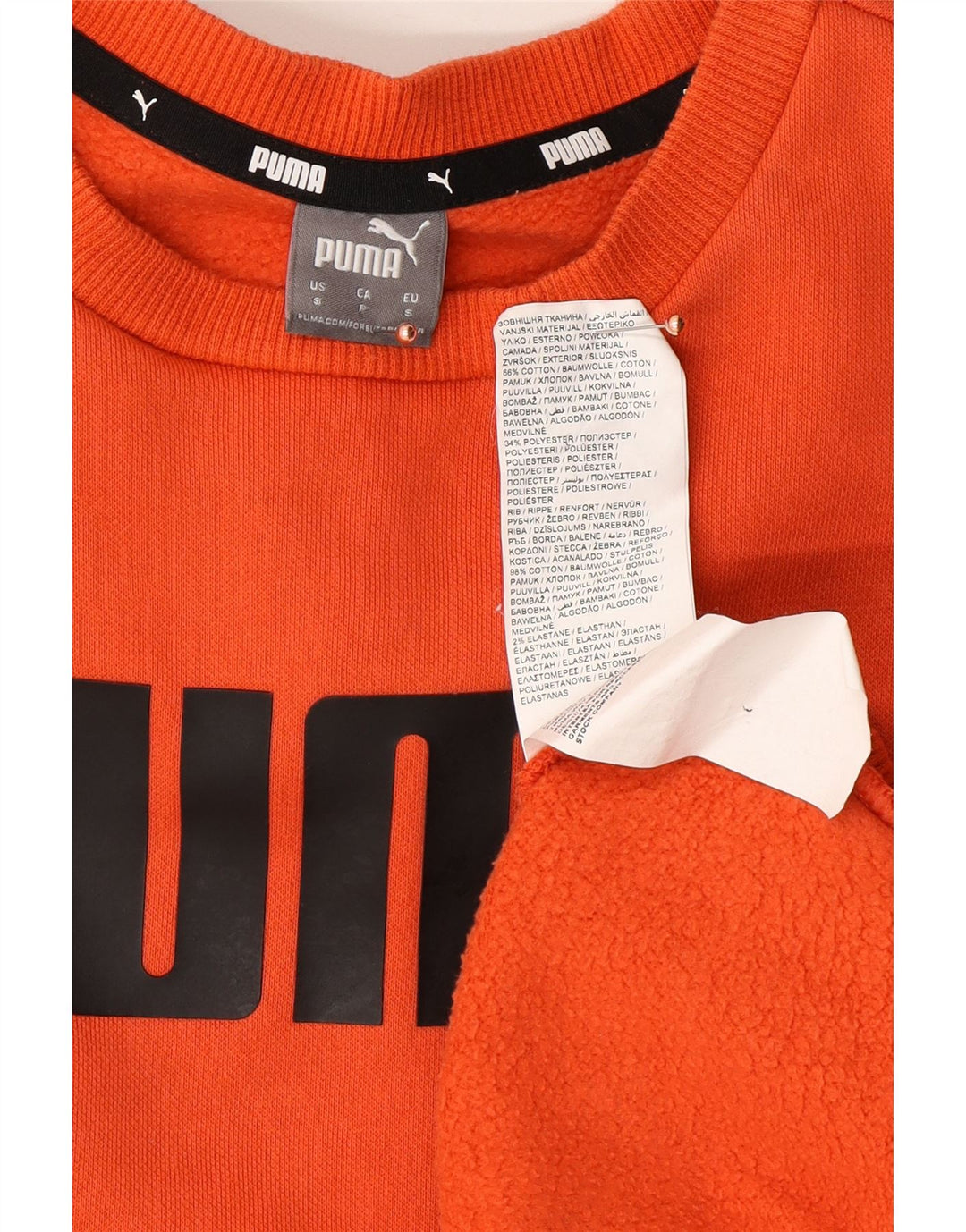 PUMA Dame Oversized Grafisk Sweatshirt Jumper UK 10 Small Orange Bomuld