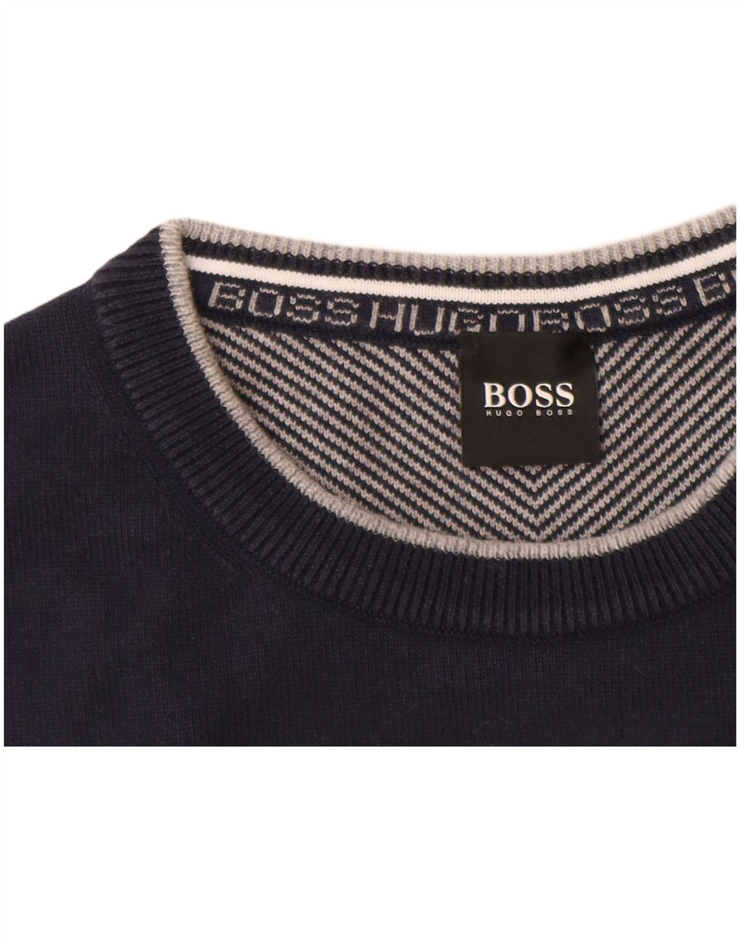 HUGO BOSS Herre sweater med rund hals, stor marineblå bomuld