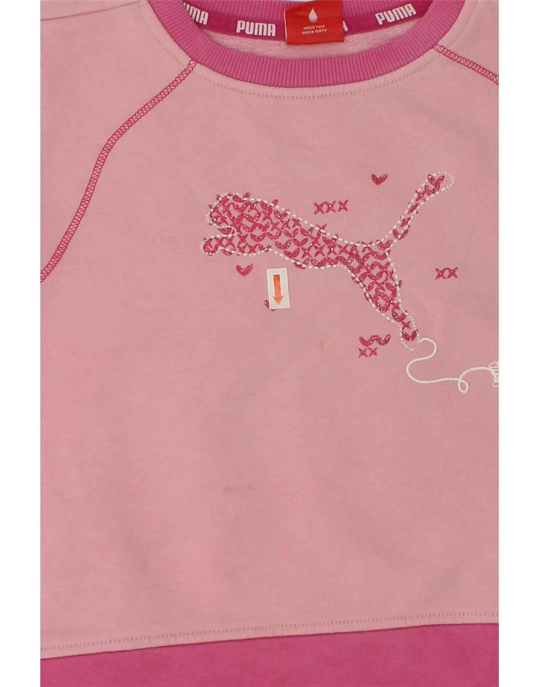 PUMA Girls Graphic Sweatshirt Jumper 2-3 Years Pink | Vintage Puma | Thrift | Second-Hand Puma | Used Clothing | Messina Hembry 