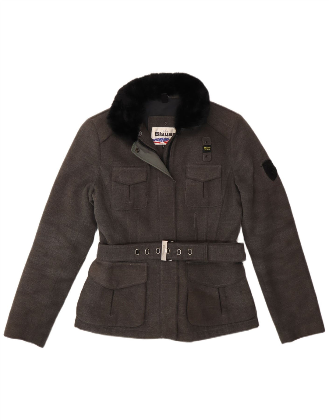 Blauer Dame Windbreaker Coat UK 16 Large Grå Polyester