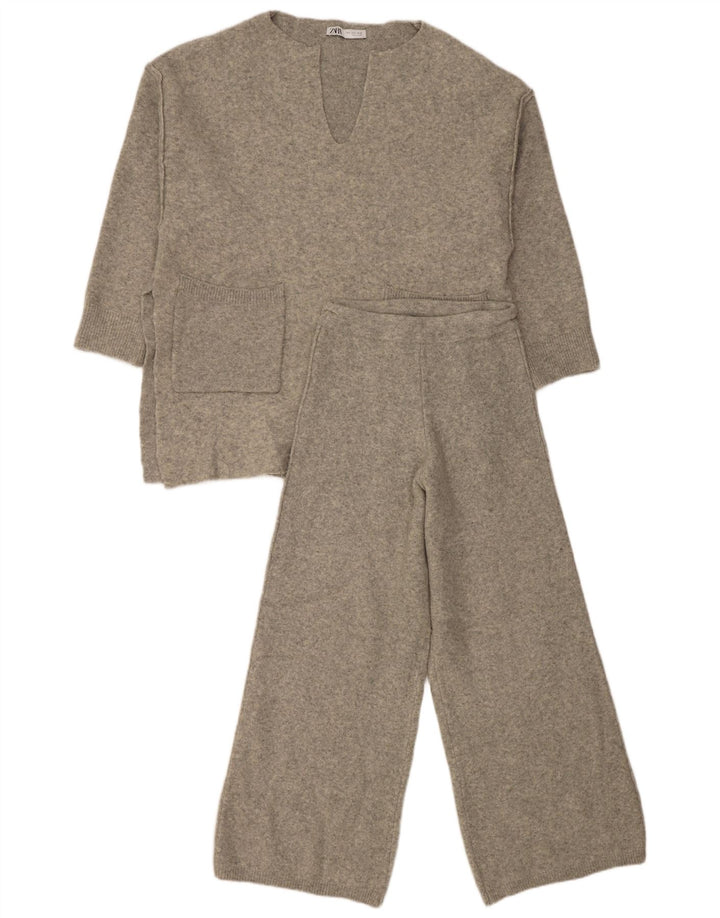 Zara Damestrik Oversized 2-delt sæt UK 10 små grå akryl