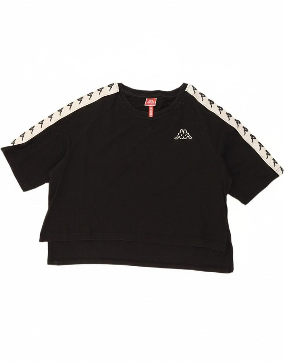 KAPPA Womens Crop Graphic T-Shirt Top UK 14 Medium Black