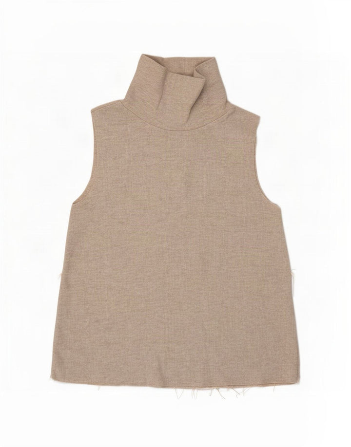 Zara Damevest Top UK 12 Medium Beige Polyester