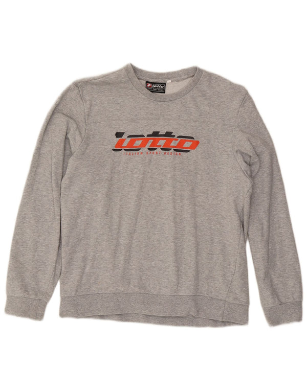 Lotto Dame Grafisk Sweatshirt Jumper UK 14 Medium Grey Flecked Bomuld