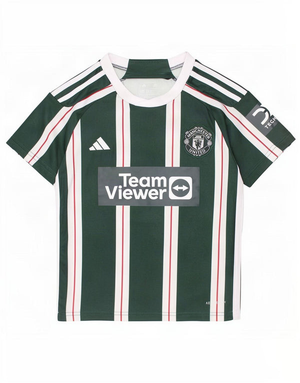 Adidas Boys Manchester United Grafisk T-shirt Top 10-11 år Grøn Stribet