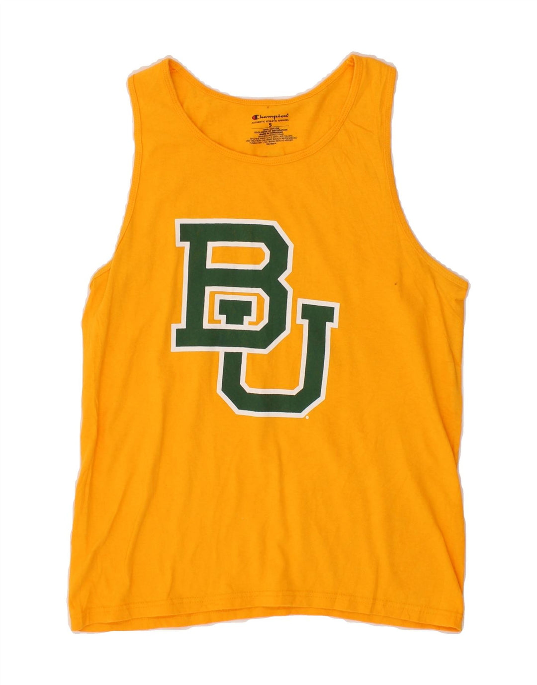 CHAMPION Mens Graphic Vest Top Small Yellow Cotton Vintage Champion and Second-Hand Champion from Messina Hembry 