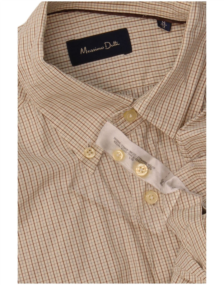 MASSIMO DUTTI Mens Shirt Medium Beige Check Cotton