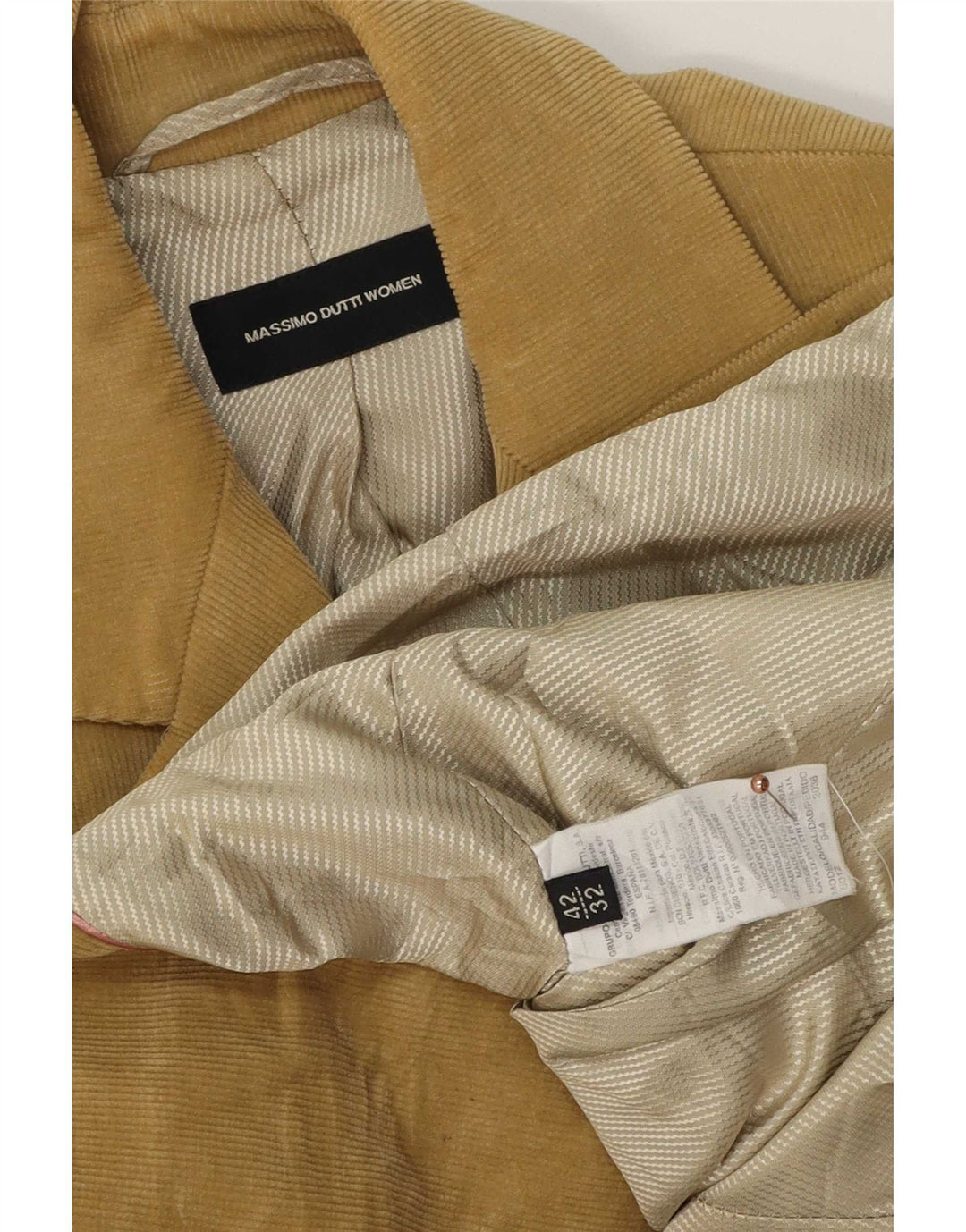 Massimo Dutti Dame 2-knaps Corduroy Blazer Jacket EU 42 Large Beige