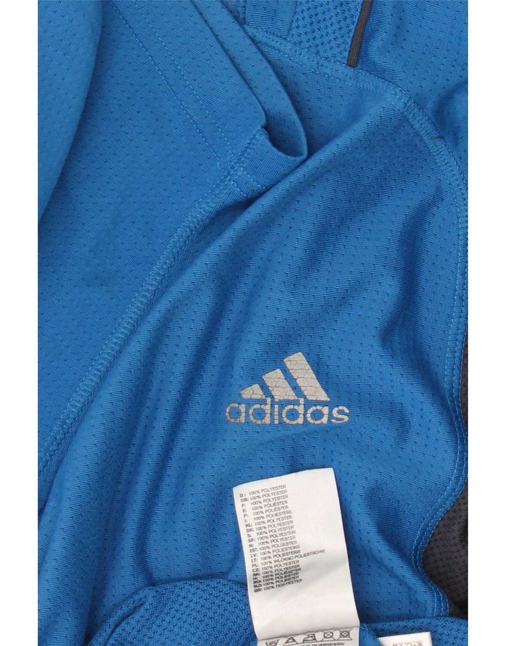 Adidas Herre Climalite T-Shirt Top Medium Blue Colourblock Polyester
