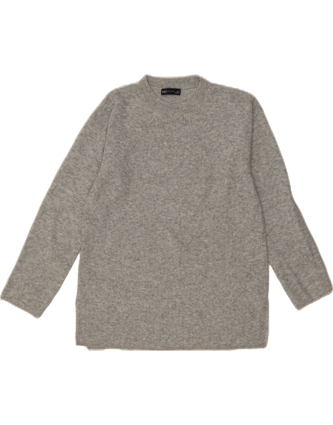 MARKS & SPENCER Womens Crew Neck Jumper Sweater UK 14 Medium Grey Vintage Marks & Spencer and Second-Hand Marks & Spencer from Messina Hembry 