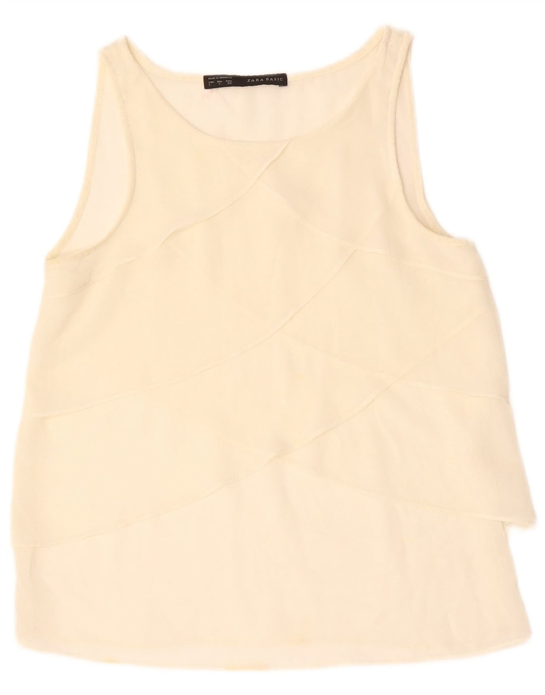 ZARA Dame ærmeløs bluse Top UK 10 Small Off White