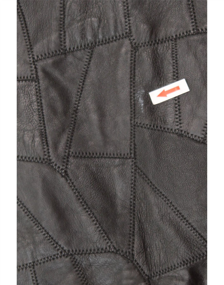 Vintage lædervest til kvinder 2XL Sort Patchwork Biker