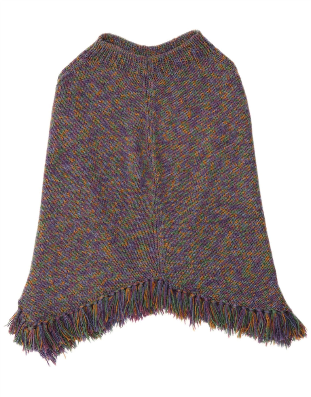 Vintage Dame Poncho Jumper UK 14 Stor Flerfarvet Flecked