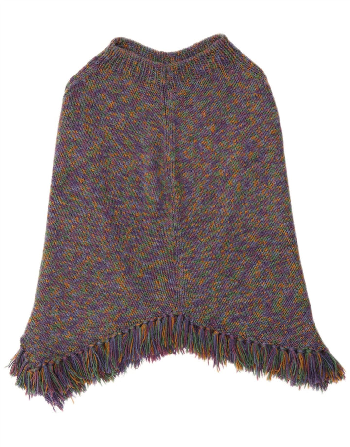 Vintage Dame Poncho Jumper UK 14 Stor Flerfarvet Flecked
