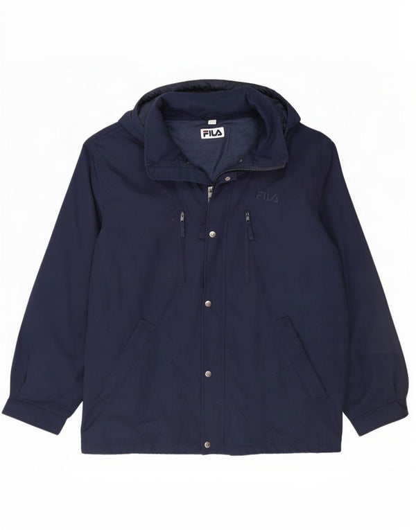 Fila Regnjakke med hætte til mænd it 56 3XL Navy Blue Sports