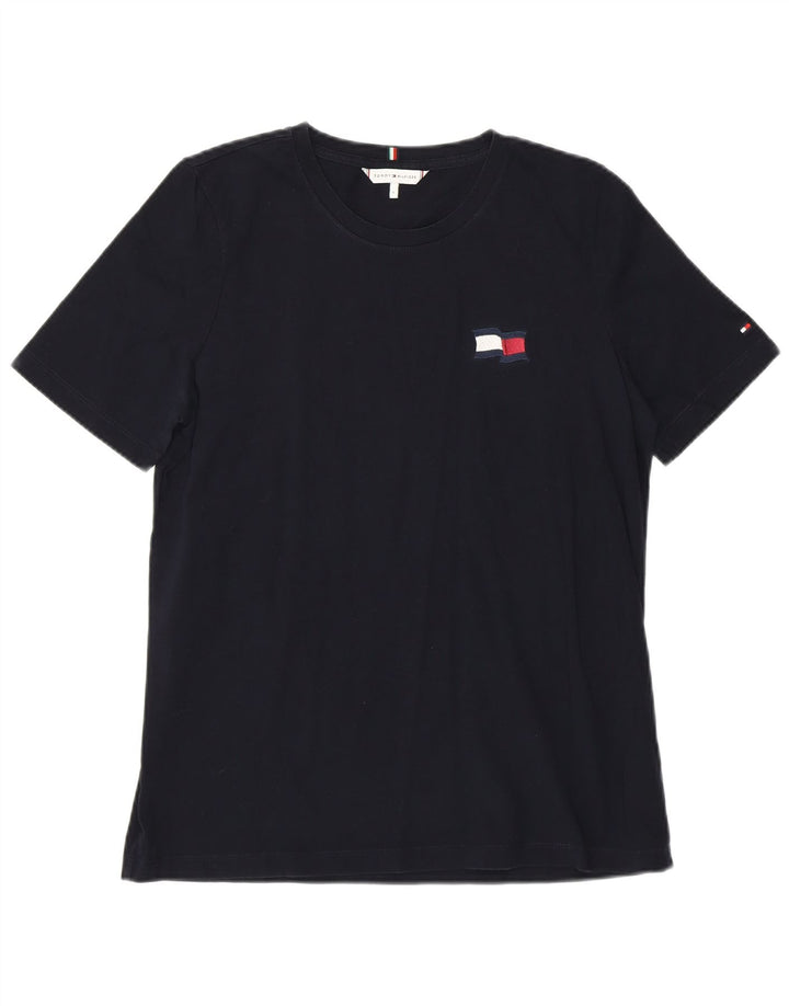 Tommy Hilfiger Dame T-Shirt Top UK 16 Stor Marineblå Bomuld