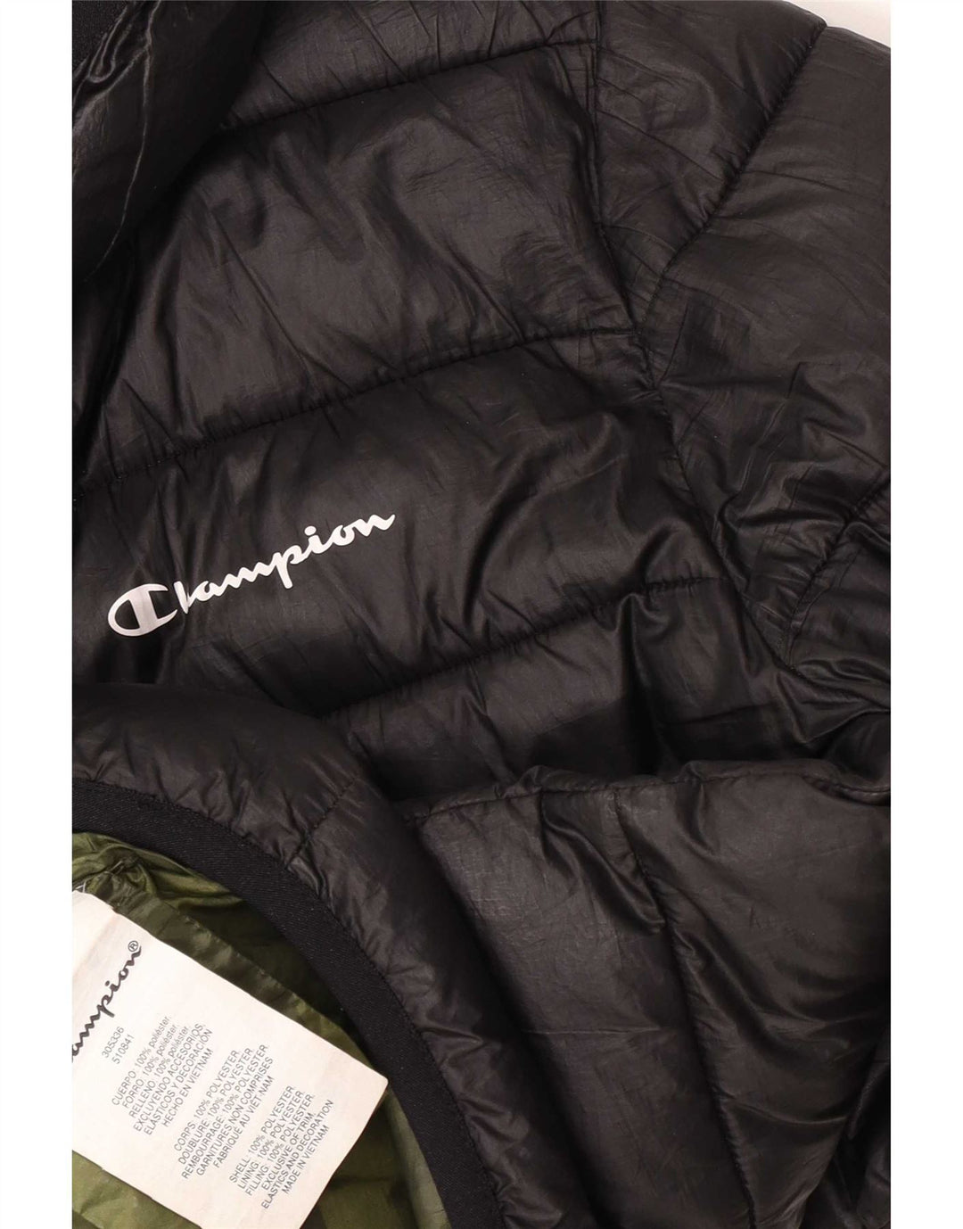Champion Dame Hætte Polstret Jakke UK 12 Medium Sort Polyester