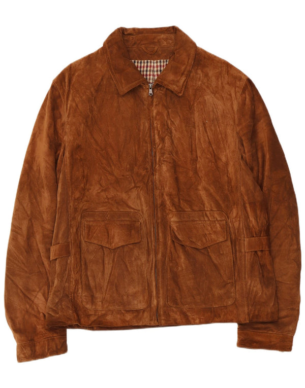 VINTAGE herre ruskindsjakke IT 52 XL brunt læder
