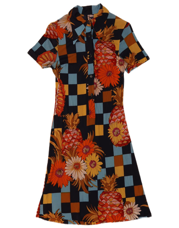Vintage Dame A-Line Kjole UK 10 Small Multicolored Floral